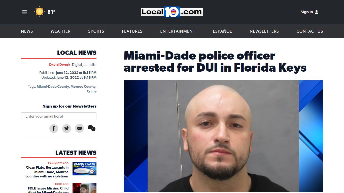 Miami-Dade police officer arrested for DUI in Florida Keys - WPLG