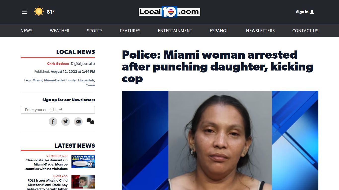 Police: Miami woman arrested after punching daughter, kicking cop